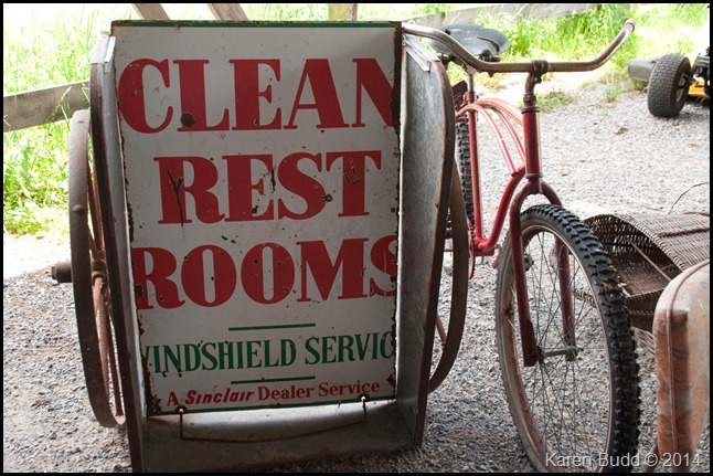 Cool sign with old bicycle in the barn